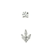 Womens 18g CZ Cartilage Flat Black, 2-Pack