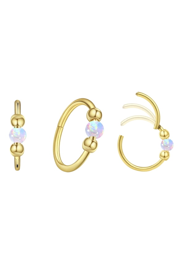 18g Opal Nose Rings For Women Nose Hoops 8mm/10mm Steel Nose Rings Piercing Jewelry Can Be Used As A Nose Ring Septum Ring And Cartilage Earring