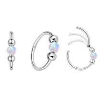 18g Opal Nose Rings For Women Nose Hoops 8mm/10mm Steel Nose Rings Piercing Jewelry Can Be Used As A Nose Ring Septum Ring And Cartilage Earring