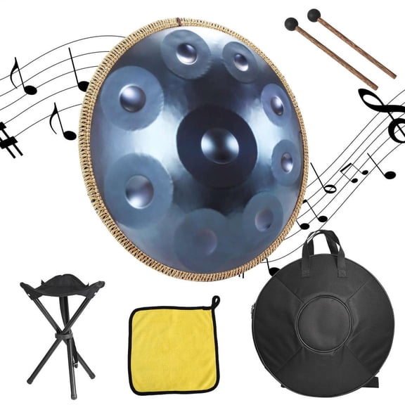 18in 9 Notes Steel Handpan Drum, 440Hz Metal Percussion Instruments with Bag for Adult Kids