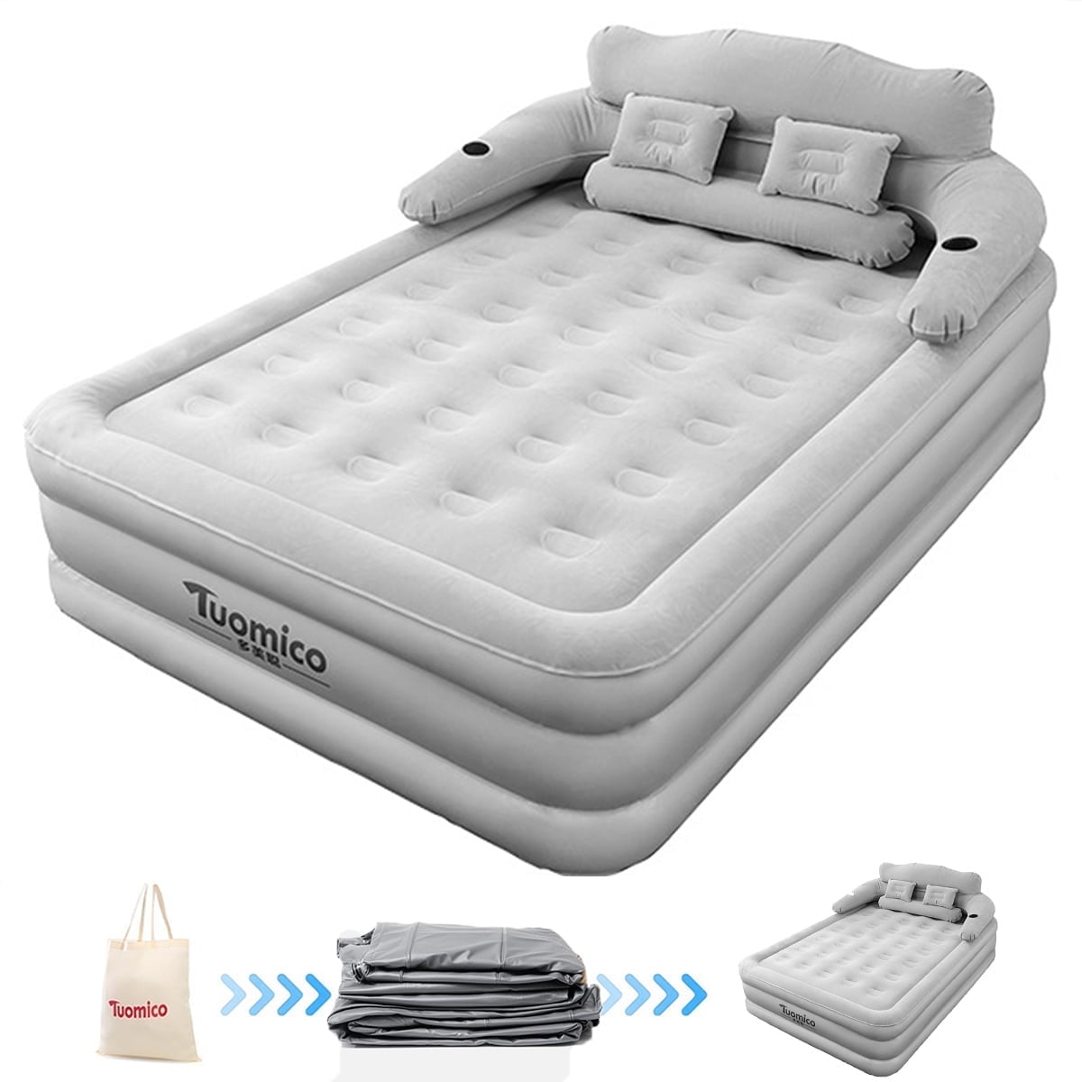 AJONALAA 18in Air Mattress, Queen Airbed with Headboard, Inflatable Mattress Camping - Walmart.com