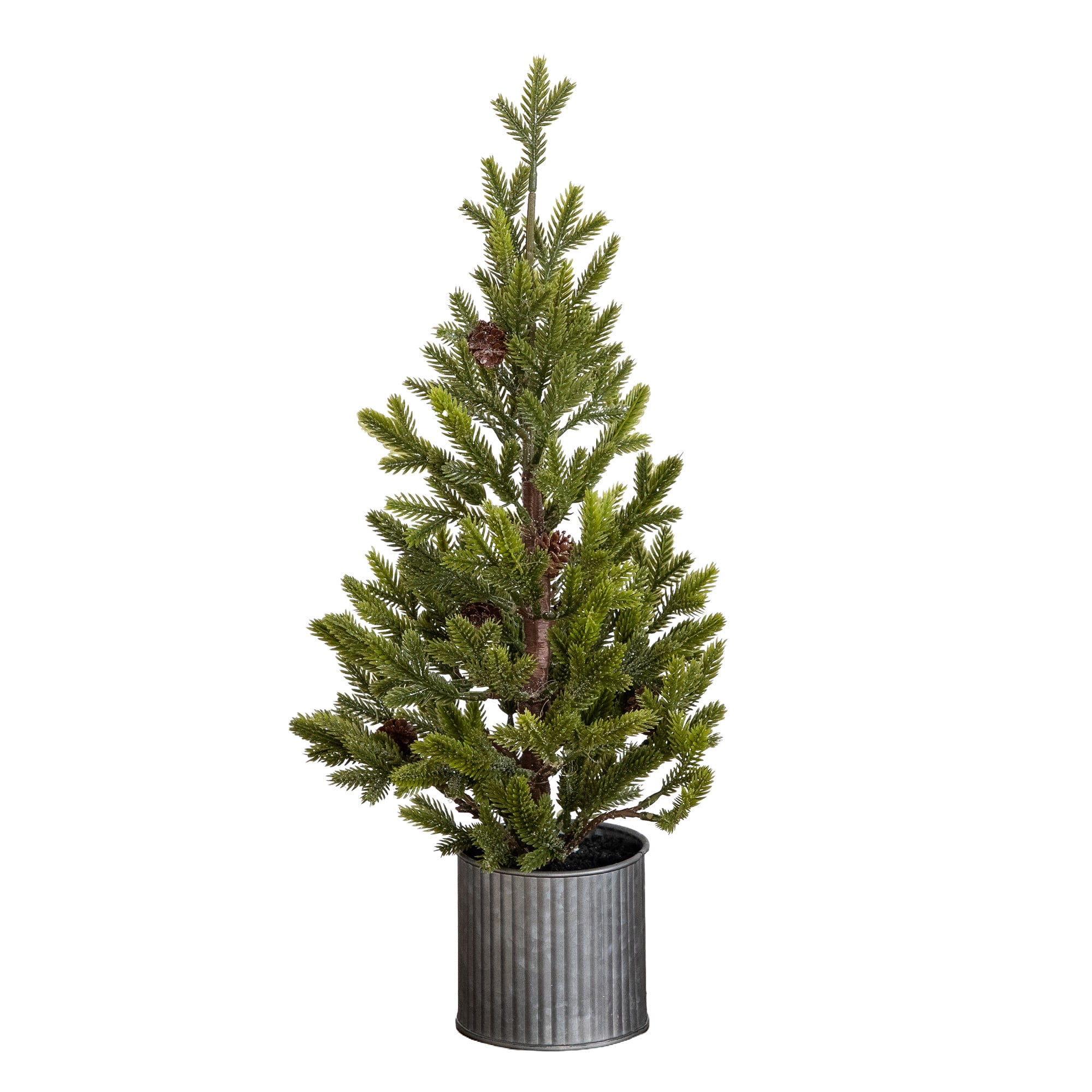 18in. Artificial Christmas Tree with Pinecones in Metal Tin Planter