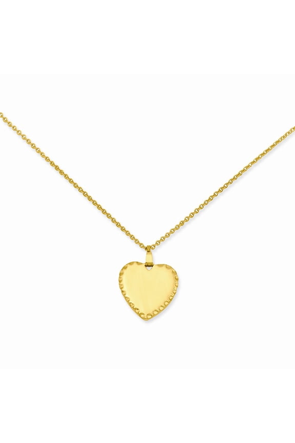 18in Gold-plated Kelly Waters Polished Engraveable Heart Disc Necklace; 18 inch; for Adults and Teens; for Women and Men