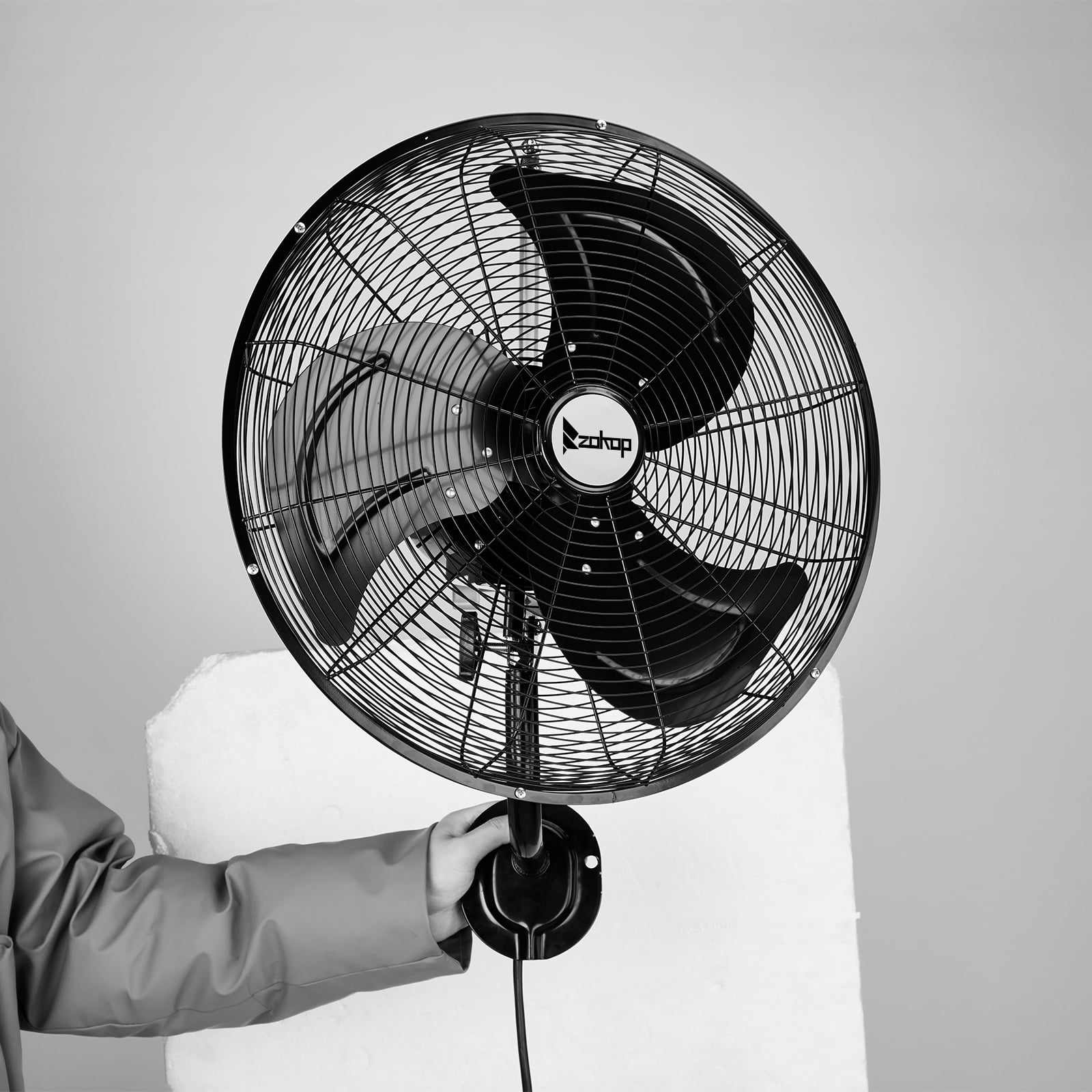 18in High Velocity Wall Mount Fan Oscillating, Industrial Fan with 3 Speed Ventilation,4592CFM Indoor Wall Fan,70 Degree Horizontal Oscillation,Heavy Duty Metal Fan for Commercial,Garage,Work