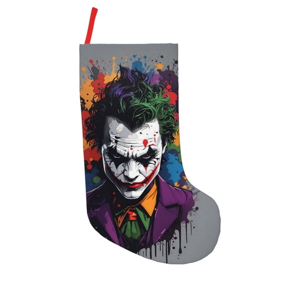 18in Joker Christmas Stocking Holiday Socks for Family Friends Xmas Party Decoration Gift