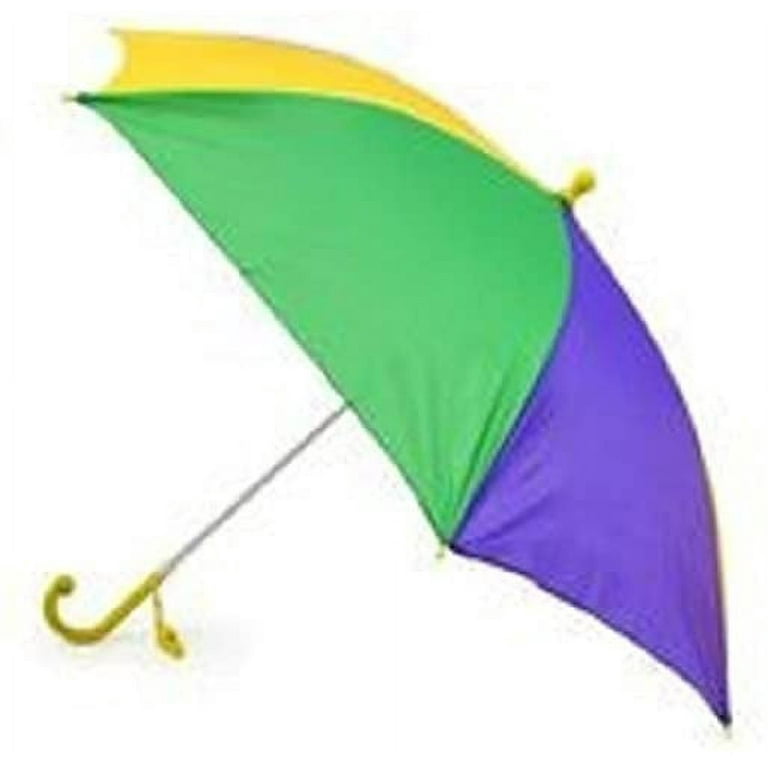 18in Long Nylon Mardi Gras Umbrella w Plain Edge 32in open Has a