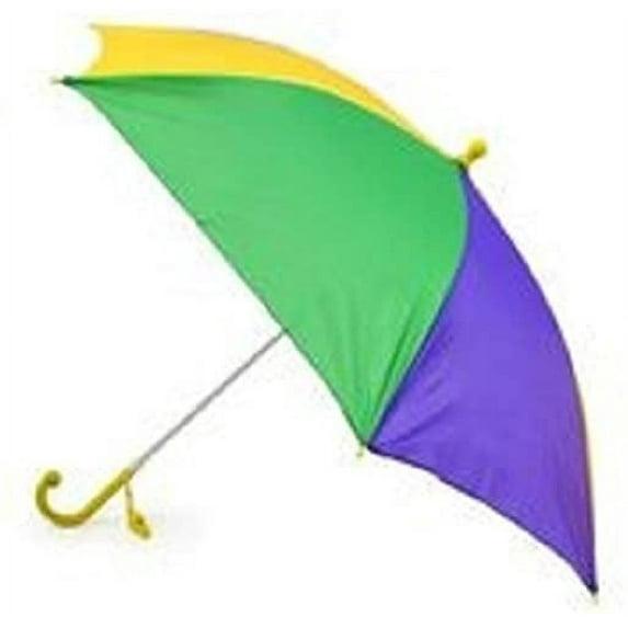 18in Long Nylon Mardi Gras Umbrella w/ Plain Edge 32in open Has a whistle attached to the handle