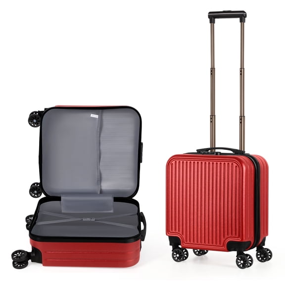 18in Luggage with ABS Hardside, Lightweight Suitcase with 360° Mute Spinner Wheels, Boarding Case with Combination Lock for School, Trip, Red