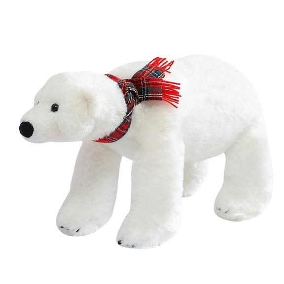 18in Polar Bear Plush Toy for Kids & Adults, Soft Fluffy Stuffed Animal with Removable Scarf, Christmas Winter Decor Plushie, Assorted Scarf Styles
