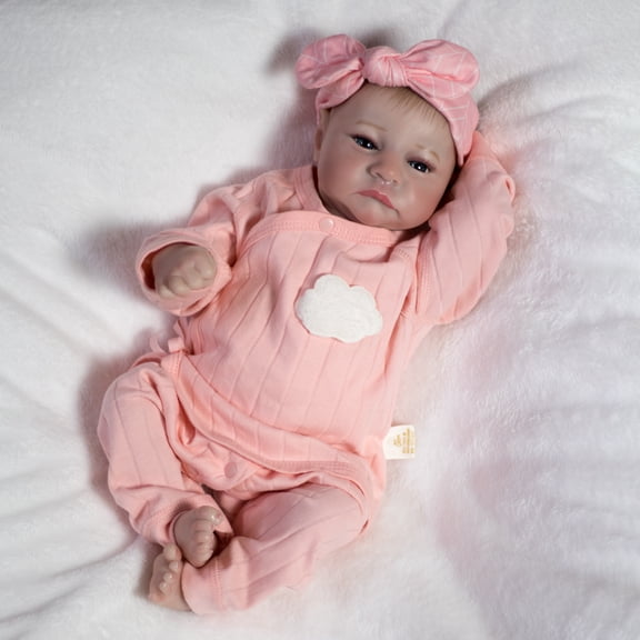 18in Reborn Baby Doll Lifelike Waterproof Newborn Girl Dolls Full Body Vinyl Doll Washable Toy