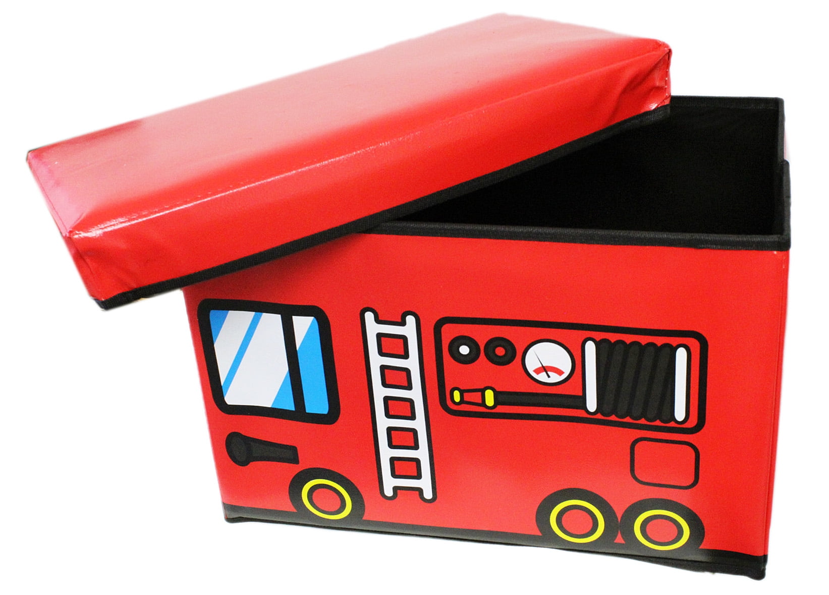 18in Red Fire Engine Folding Storage Stool - Toy Storage