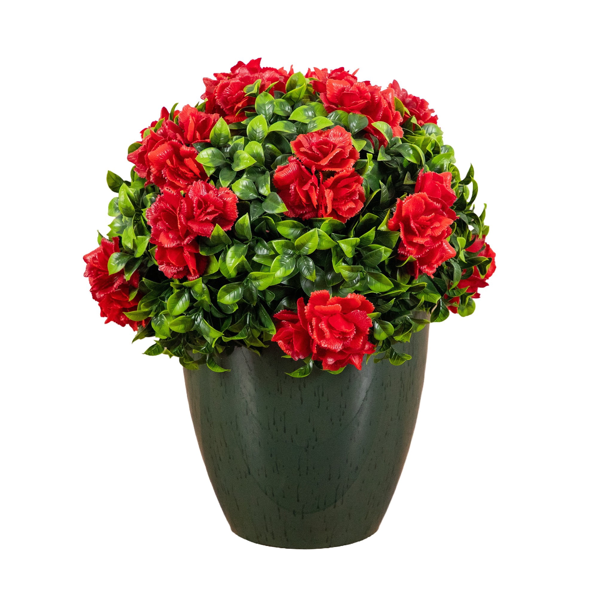 18in. UV Resistant Artificial Camellia in Black Decorative Planter (Indoor/Outdoor)