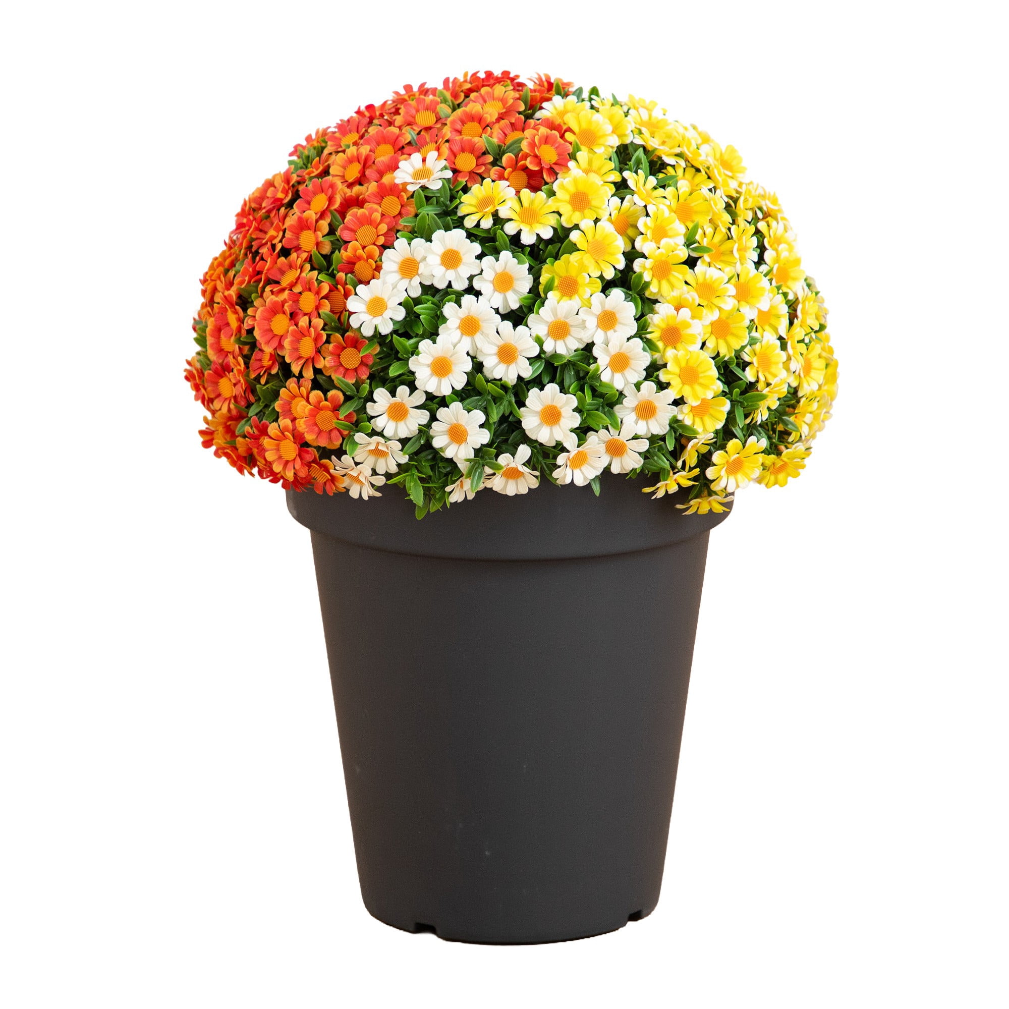 18in. UV Resistant Autumn Artificial Fall Mixed Daisy Plant in Pot (Indoor/Outdoor)