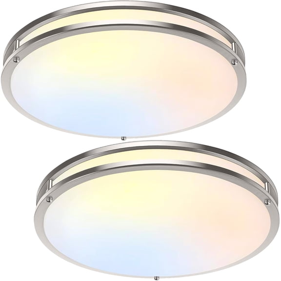 18inch 50W LED Flush Mount Ceiling Lights 5600lm Super Bright, Dimmable Ceiling Light Fixtures 2700K-6500K 5CCT Adjusted, 2-PACK Modern Light Fixtures for Living Room Bedroom Kitchen