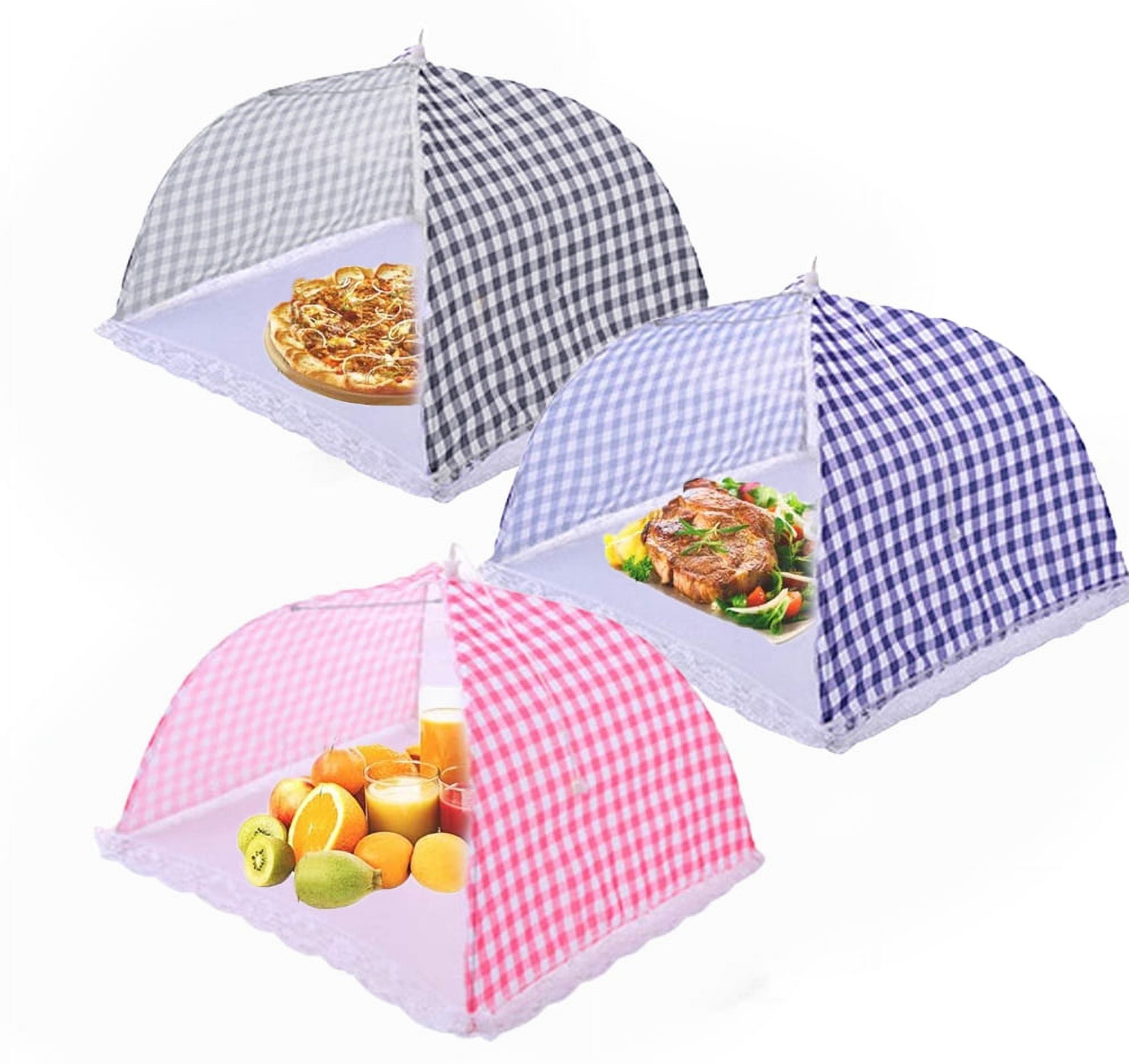 18inch Food Covers Popup Mesh Plate Serving Tents Fine Net Screen Umbrella for Outdoors Parties Picnics BBQs Anti Fly Mosquito Collapsible Dining