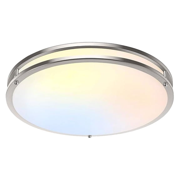 18inch LED Flush Mount Ceiling Light, 50W 5600lm Bright Dimmable LED Ceiling Light Fixture, 2700K-6500K Adjusted, Modern Kitchen Light Fixture Ceiling for Living Room Bedroom, Brushed Nickle