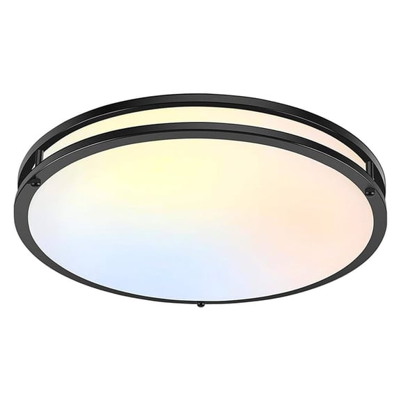 18inch LED Flush Mount Ceiling Light, 50W 5600lm Bright Dimmable LED Ceiling Light Fixture, 2700K-6500K Adjusted, Modern Kitchen Light Fixture Ceiling for Living Room Bedroom, Matte Black, 1-Pack