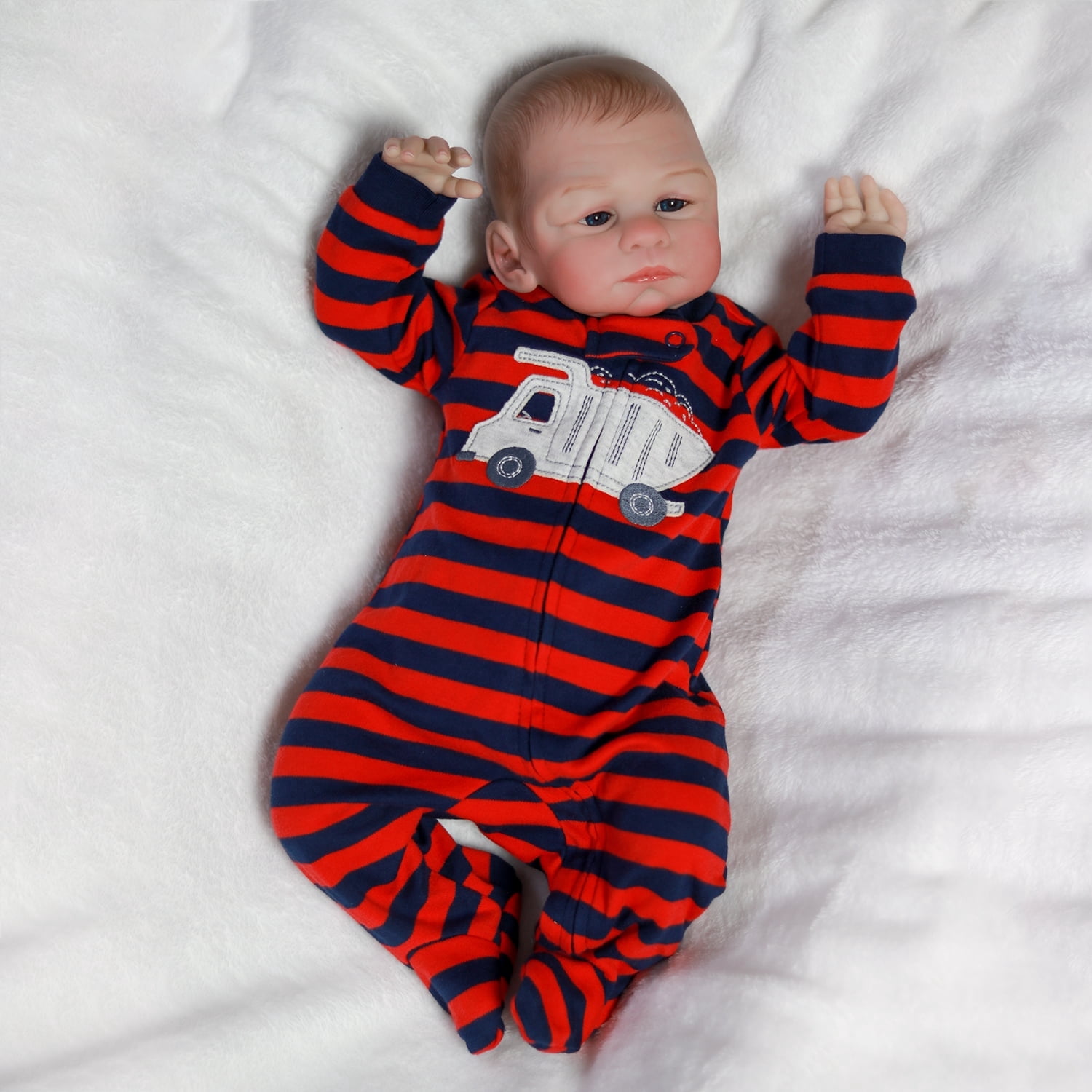 18inch Lifelike Reborn Baby Dolls Vinyl Silicone Real Life Newborn Boy Doll Soft Cloth Body Gift Toy