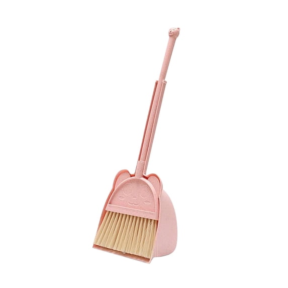 18inch Lightweight Broom and Dustpan Set with Cartoon Animal Design for Family Household Cleaning Tasks and Small Spaces