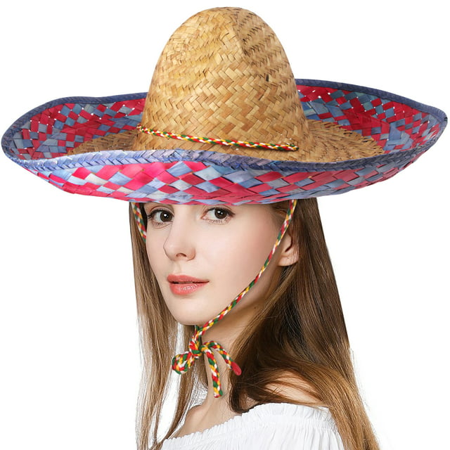 18inch Mexican Sombrero Hat, Straw Hat Mexican Costume Sombrero Kids Cinco de Mayo Spanish Fiesta