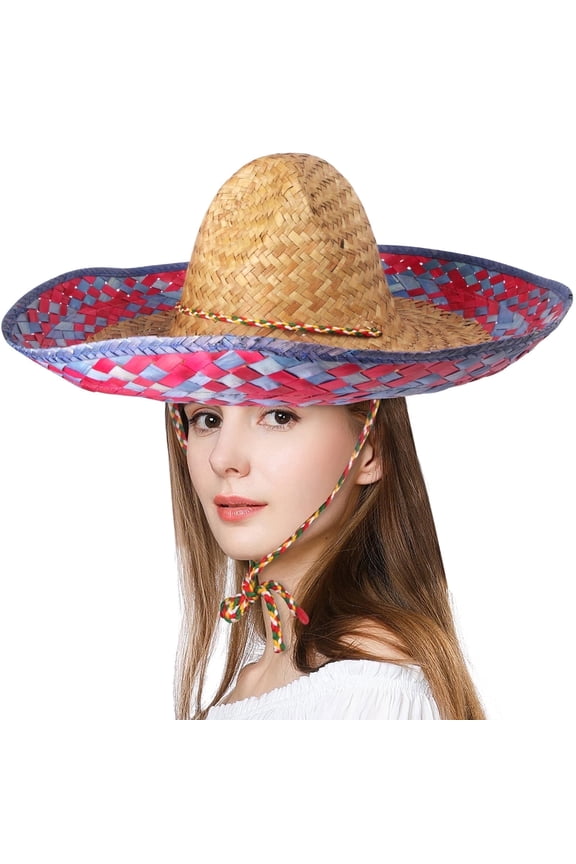 18inch Mexican Sombrero Hat, Straw Hat Mexican Costume Sombrero Kids Cinco de Mayo Spanish Fiesta