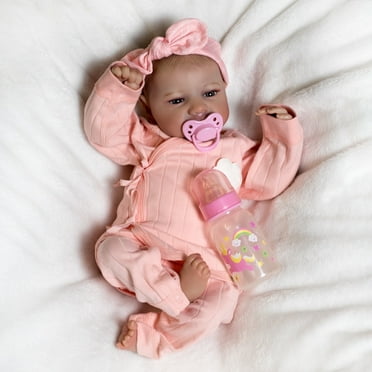 18inch Reborn Dolls Lifelike Vinyl Newborn Handmade Girl Soft Cloth Body Baby Gift