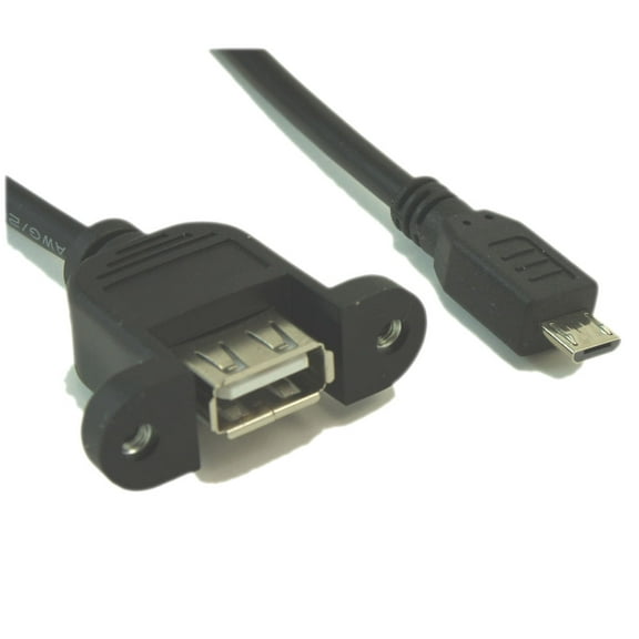 18inch USB 2.0 EXTENSION Micro-B 5 pin to A Female PANEL MOUNT Cable