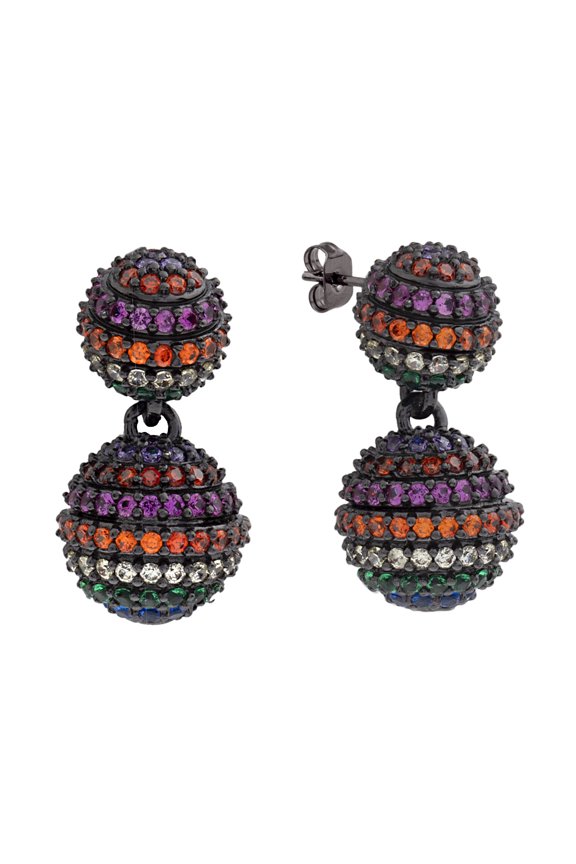 18k Black Gold Plated Rainbow Ball Drop Fashion Earrings