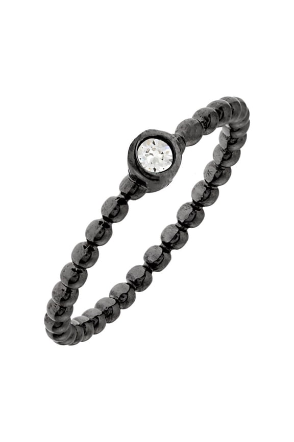 18k Black Gold Plated Red Stone Stackable Fashion Ring