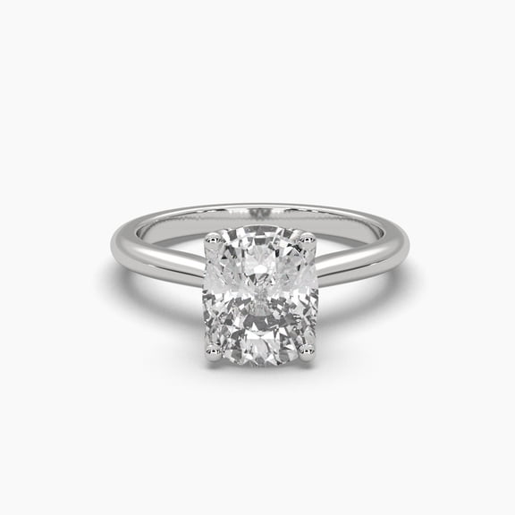 18k Cushion Cut Solitaire Moissanite Hidden Pave Ring