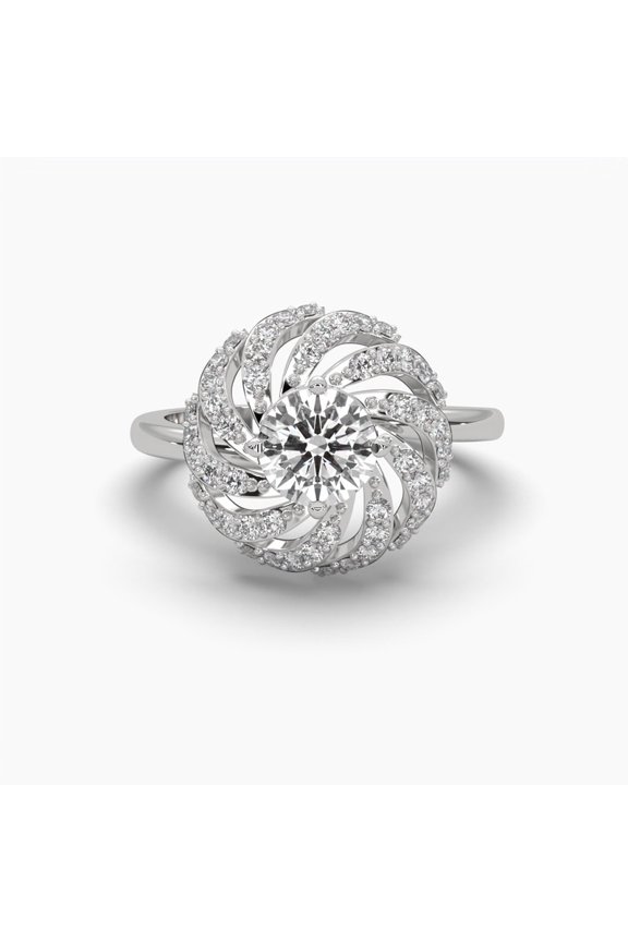 18k Galaxy Halo Moissanite Ring