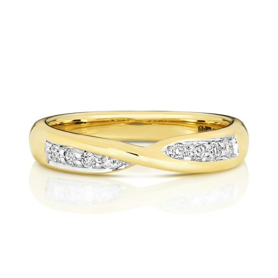 18k Gold 3.6mm Slight Court Comfort Women Diamond Wedding Band/Ring Brilliant Cut 0.14 Carat G - SI1