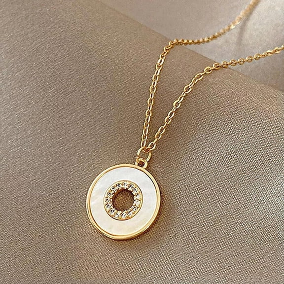 18k Gold Electroplated Crystal Circle Round Pendant Chain Necklace Women Jewelry Choker[x791]