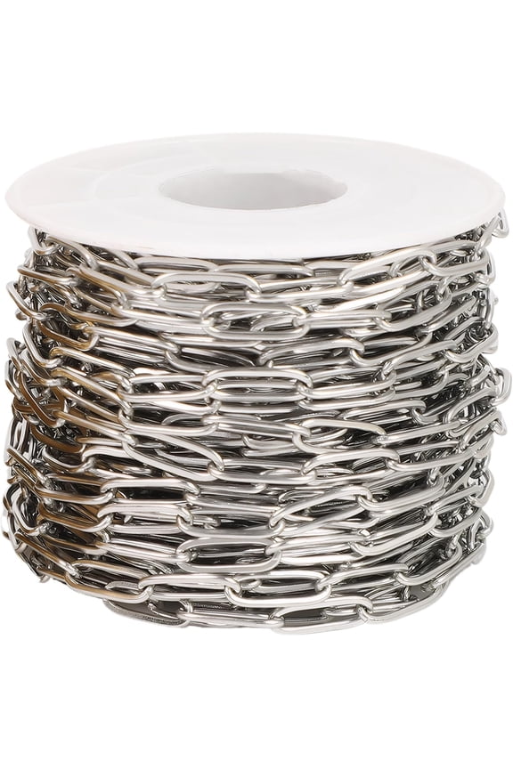 18k Gold Filled Chain for Jewelry Making: 49-Feet Mix Size Width 2.5mm 3mm 4mm Paperclip Chains, Gold Plated Stainless Steel Jewelry Chain, for Necklace Bracelet Earring Jewelry DIY Making (Silver)