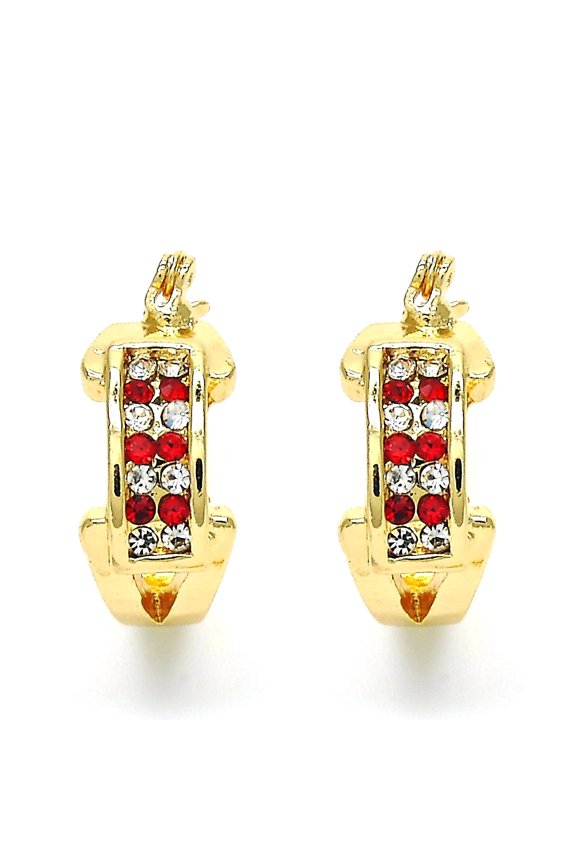 18k Gold Filled Ruby Crystal Earring