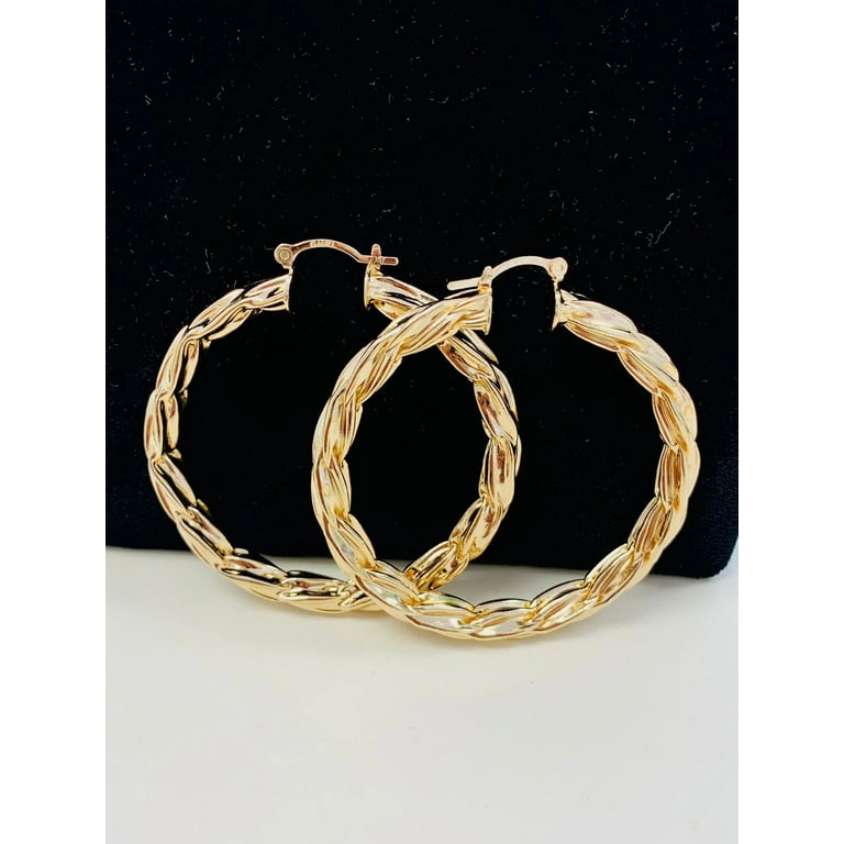 18K Gold Filled Twisted Hoop Earrings for Women Gifts Fashion