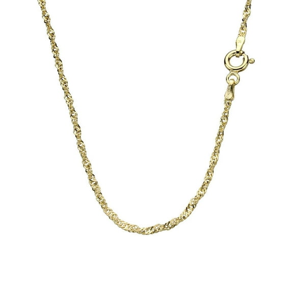 18k Gold-Flashed Sterling Silver Singapore Nickel Free Chain Necklace Italy, 24"