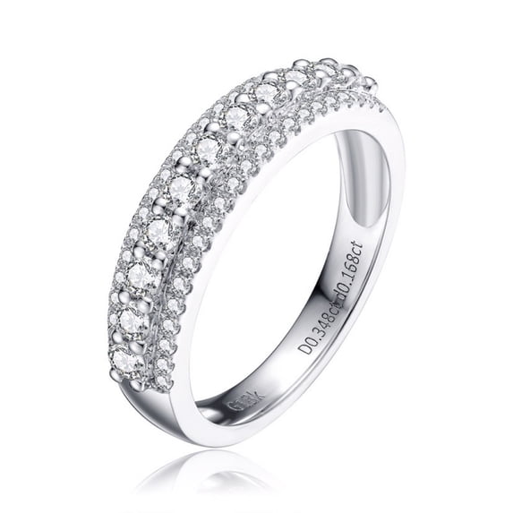 18k Gold Inlaid Diamonds Women's Row Rings