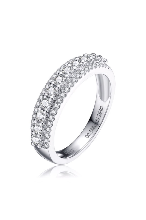 18k Gold Inlaid Diamonds Women's Row Rings