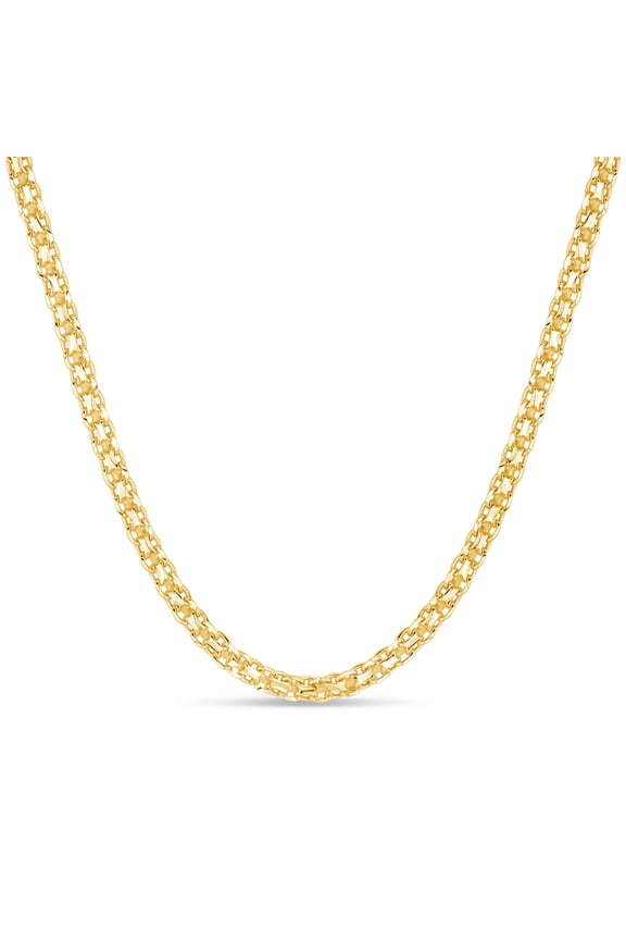 18k Gold Over Sterling Silver 3MM Bismark Chain Necklace 20 Inches