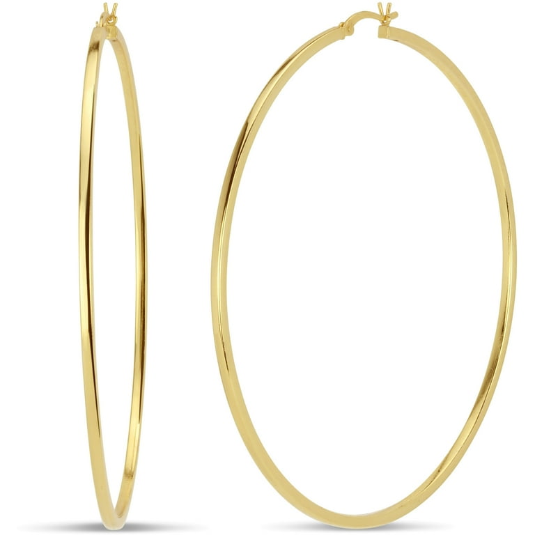 Gold over sterling silver hoop earrings deals