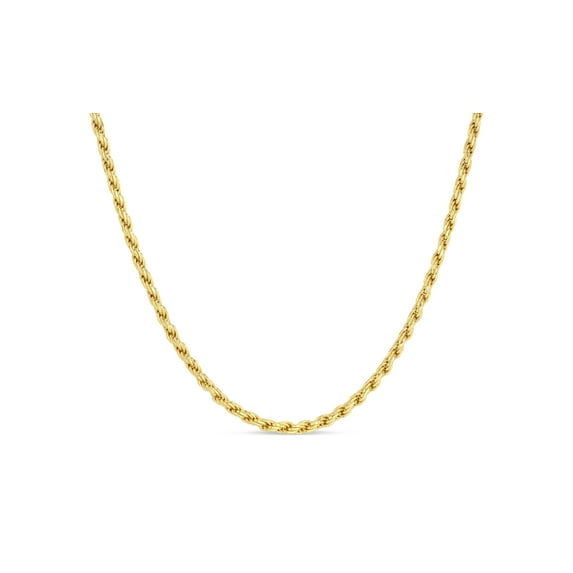 18k Gold Over Sterling Silver Mens Rope 120 Gauge Chain Necklace 22 Inches