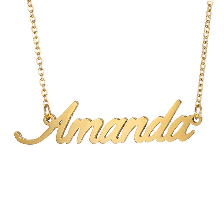 18k Gold Plated Amanda Name Necklace Monogrammed Initial Jewelry