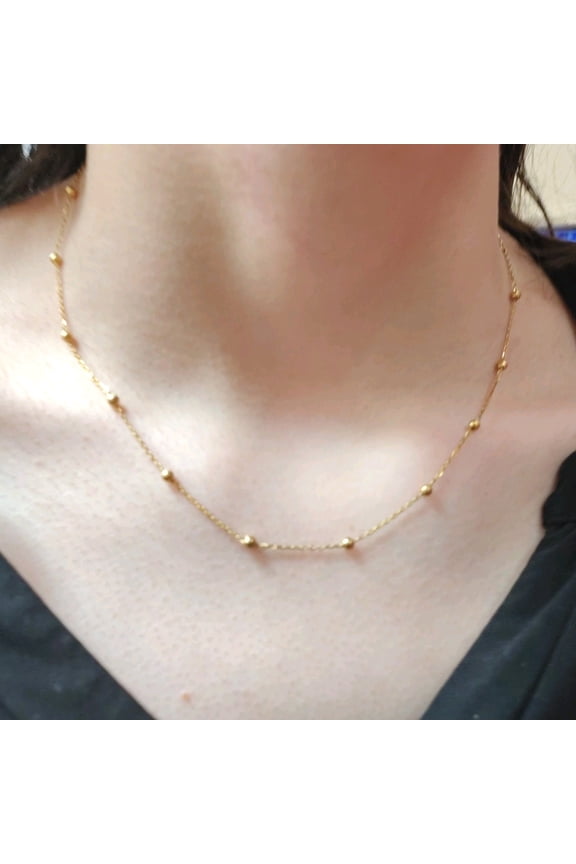 18K Gold Plated Ball Chain Necklace, 18 Inch