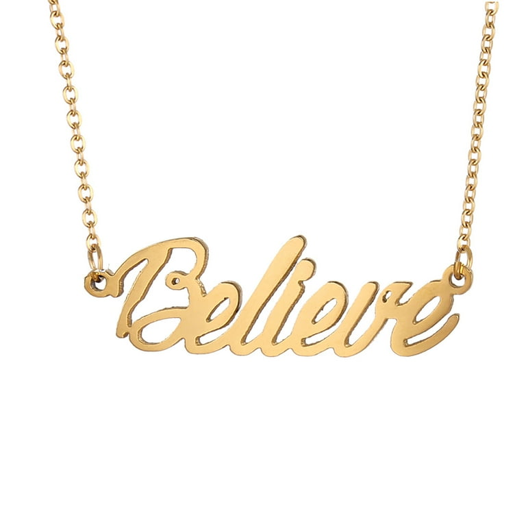 18k Gold Plated Believe Name Pendant Nameplate Jewelry for Girls