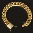 18k Gold Plated CZ Clasp Stainless Steel Miami Cuban Link Bracelet