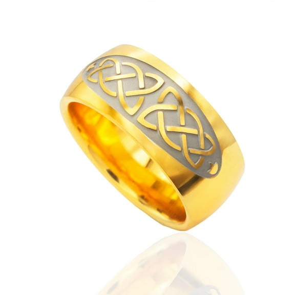 18k Gold Plated Celtic Knot Ring Irish Jewelry for Men and Women Stainless Steel Size 5