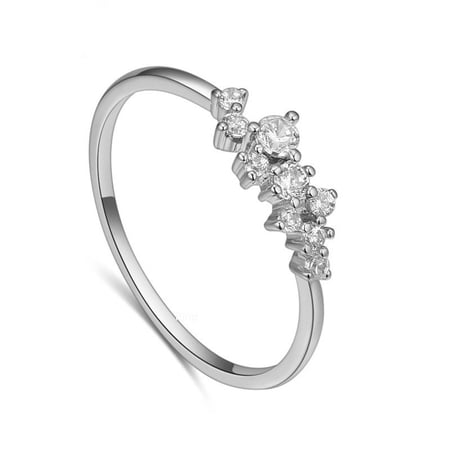 18k Gold Plated Flower Crystal Wedding Rings Girlfriend Lover's Jewelry Gift
