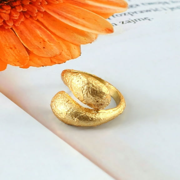 TaraJuvel 18k Gold-Plated Handmade Brass Adjustable Unisex Ring