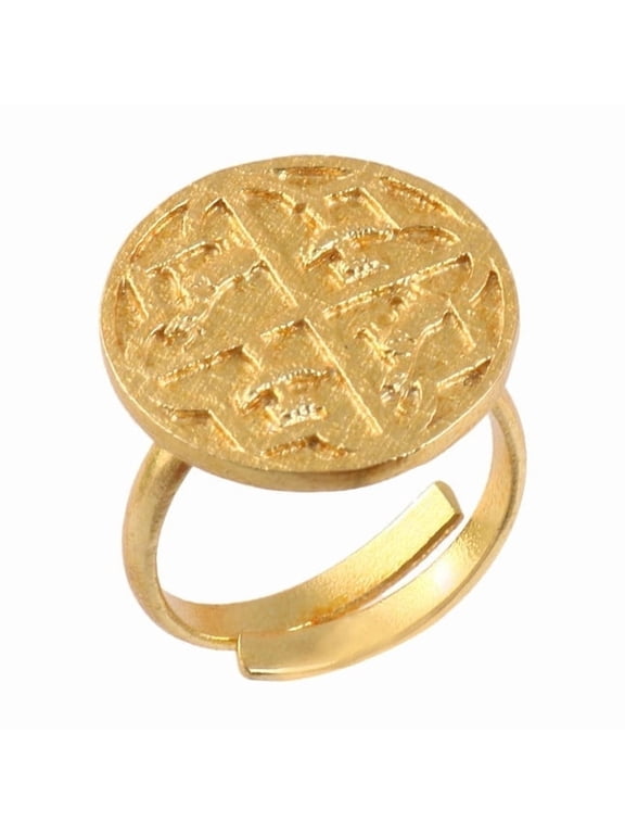 18k Gold Plated Handmade Brass Ring, Adjustable, Unisex